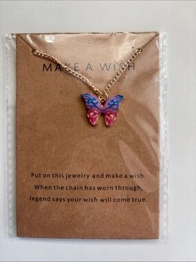 Gold-Tone Butterfly Necklace Make a Wish